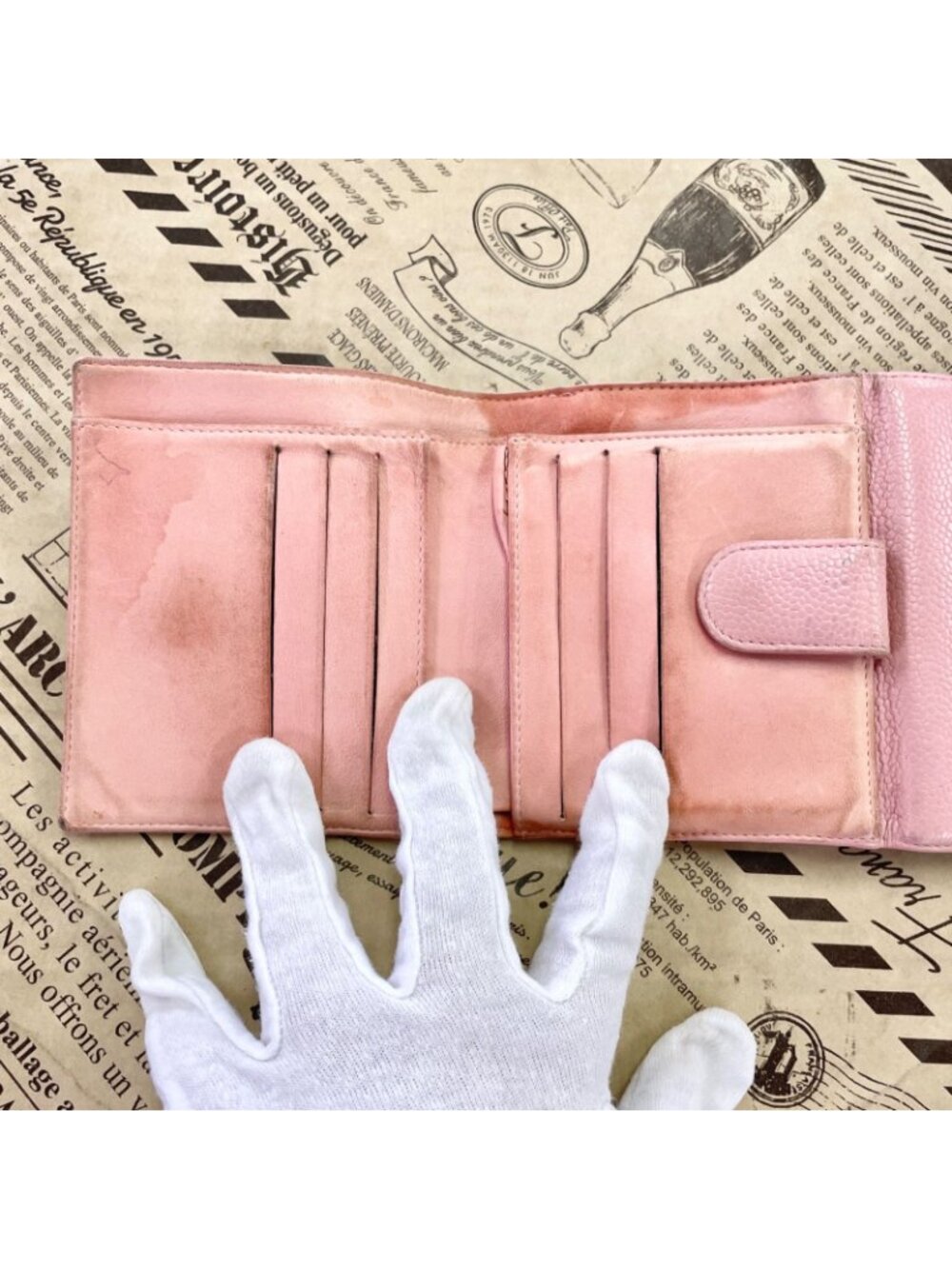 Chanel Fold Wallet Hook CC Logo Caviar Leather Pink - Picture 8 of 15